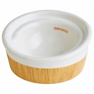 necoco 食べやすい 木目調 陶器食器 ドライフード向き｜sixpetdogs