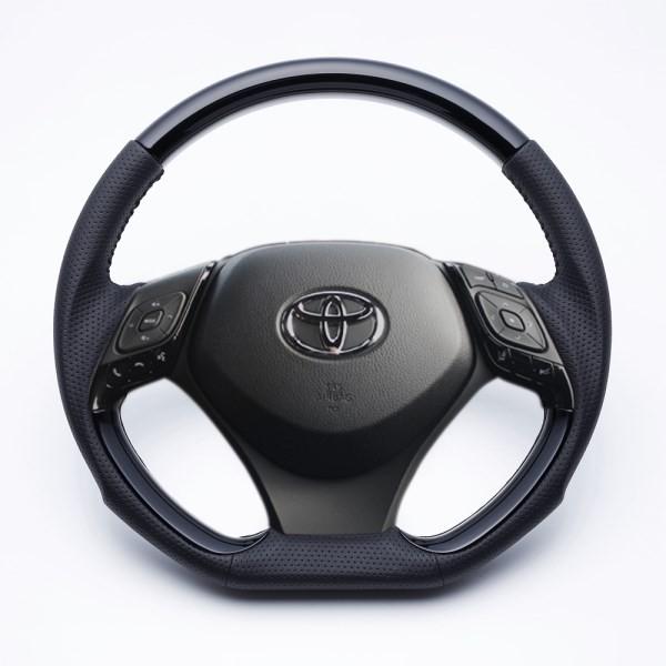 C-HR　コンビステアリング　ブラックステッチ（ガングリップ）　　【シックスセンス ヤフーショップ】