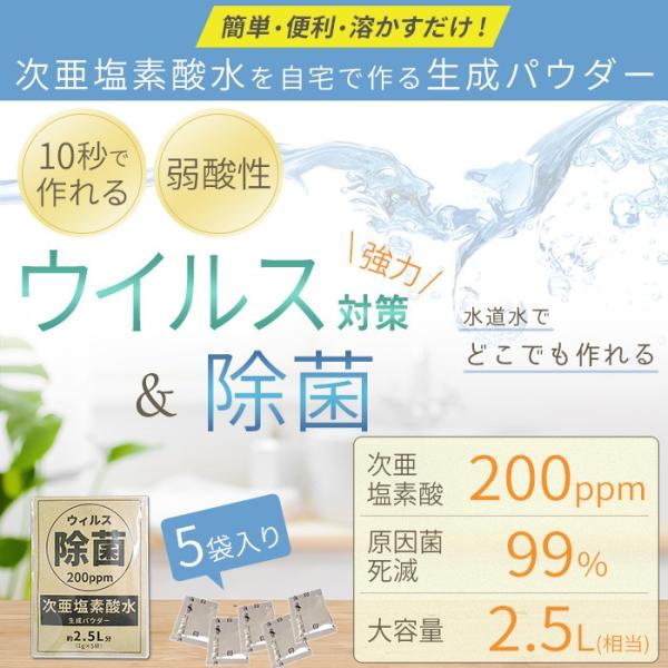 次亜塩素酸水 200ppm パウダー 日本製 1000円ぽっきり 除菌
