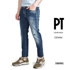 PT TORINO DENIM ピーティートリノ デニム SWING クラッシュジーンズ SUPERSLIM FIT コットン ブルー｜size4458