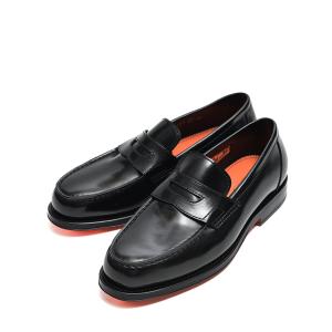 サントーニ SANTONI レザー ローファー スリッポン シューズ ラウンドトゥ メンズ レザー ブラック イタリア ブランド MADE IN ITALY｜size4458