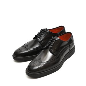 サントーニ SANTONI アンティークドレザー ブローグ レースアップダービー シューズ ウィングチップ 外羽根式 ブラウン MADE IN ITALY｜size4458