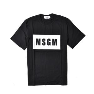 エムエスジーエム MSGM Tシャツ 半袖 クルーネック 春夏 メンズ コットン 100% ロゴ プリント ブラック｜size4458