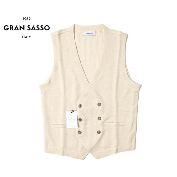 GRAN SASSO グランサッソ / リネンコットン 6Bダブルニットベスト / セール対象