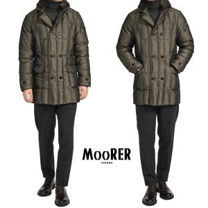 ムーレー MOORER MORRIS-KM ダウンコート 立襟ファー付き セミダブルブレスト アウター ポリエステル 100% ブラウン 23-24年 秋冬