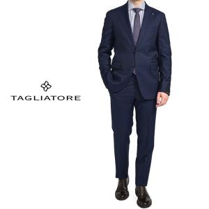 タリアトーレ TAGLIATORE 【2024年 春夏新作】 テーラードスーツ 2Bシングル ストレッチ 春夏 秋 ストライプ ウール ネイビー｜size4458