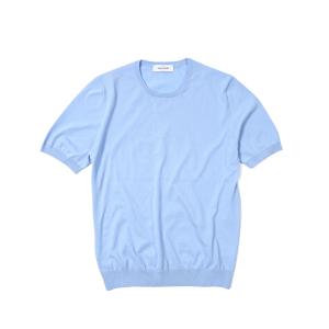 【2024年 春夏新作】グランサッソ GRAN SASSO ニットTシャツ 半袖 セーター クルーネック ハイゲージ 春夏 メンズ コットン 100% ペールブルー｜size4458