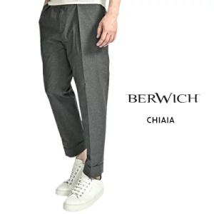 BERWICH ベルウィッチ / CHIAIA ストレッチコットン ワンタックスラックス ダークグレ...