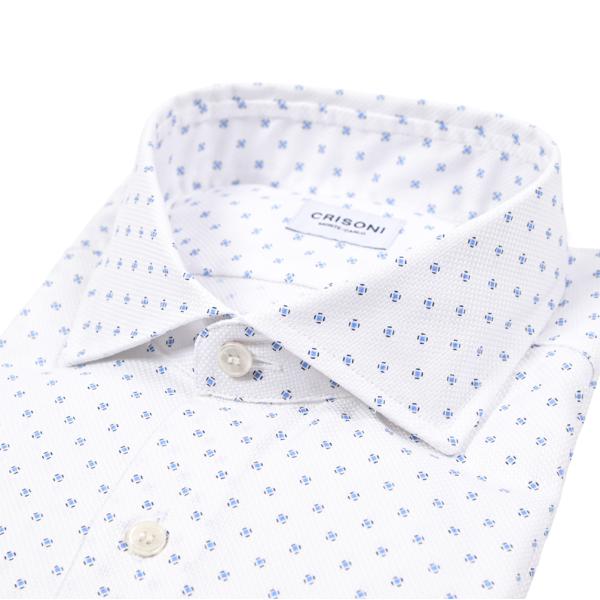 CRINONI コットン100% 小紋柄シャツ REGULAR FIT ホワイト / セール対象