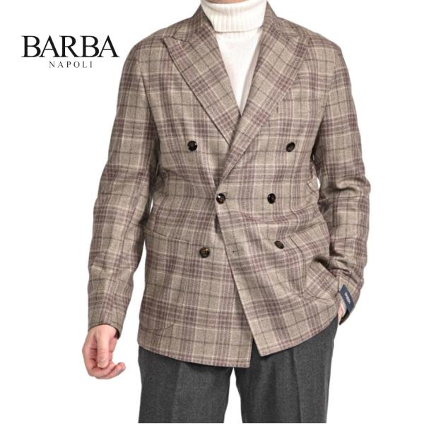 BARBA バルバ / シルク混ウール 6Bダブル テーラードジャケット JACKET DP ブラウ...