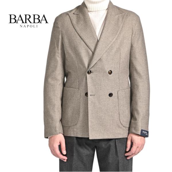 BARBA バルバ / コットン混ウール 4Bダブルテーラードジャケット EASY DP ベージュ ...