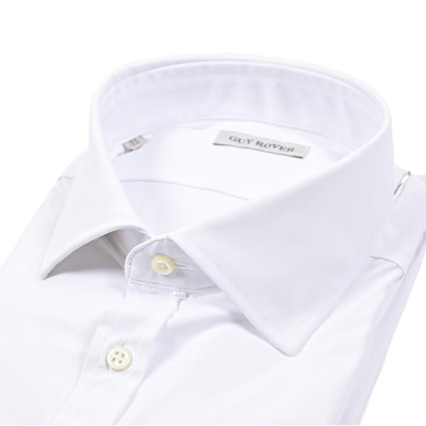 GUY ROVER ギローバー / ストレッチナイロン ワイドカラードレスシャツ ホワイト / セー...