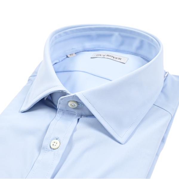 GUY ROVER ギローバー / ストレッチナイロン ワイドカラードレスシャツ ブルー / セール...