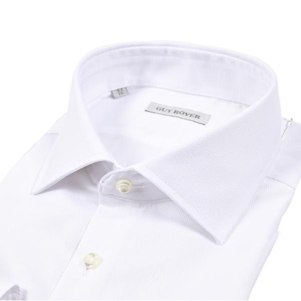 GUY ROVER ギローバー / コットン100% ワイドカラードレスシャツ ホワイト / セール...