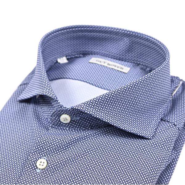 GUY ROVER ギローバー / ストレッチナイロン ホリゾンタルカラードレスシャツ ブルー / ...