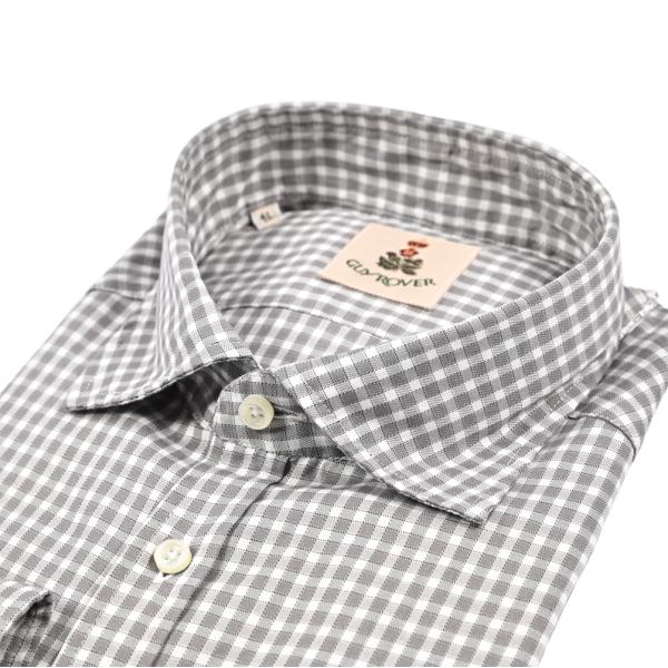 GUY ROVER ギローバー / コットン100% ワイドカラーチェックシャツ グレー / セール...