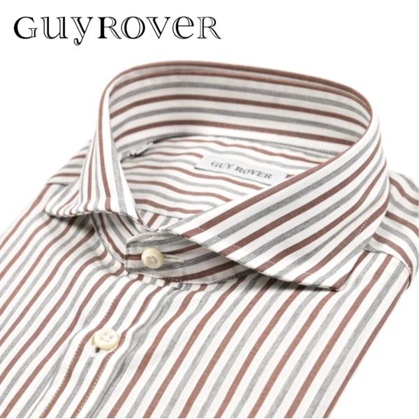 GUY ROVER ギローバー / ドレスシャツ ワイシャツ ホリゾンタルカラー 長袖 コットン10...
