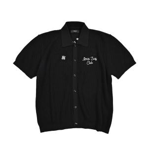 AMIRI アミリ / コットン100% 半袖ニットポロシャツ ブラック
