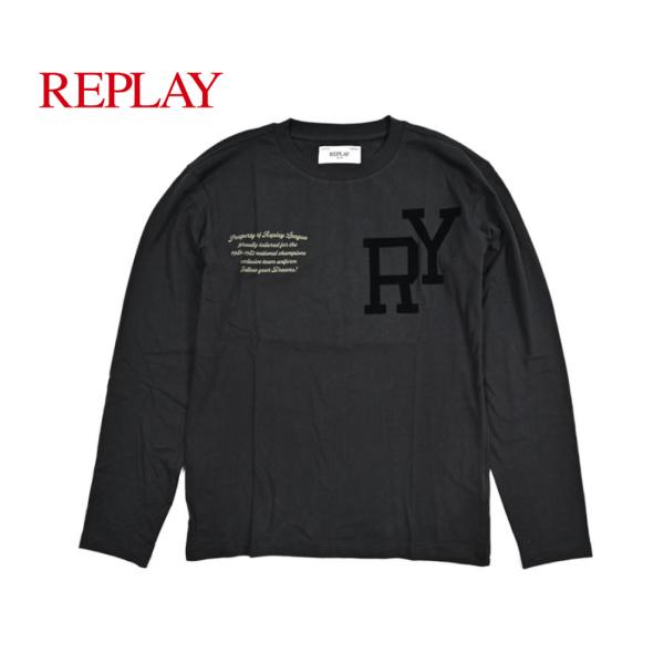 REPLAY リプレイ / ロゴTシャツ カットソー クルーネック 長袖 レギュラーフィット コット...