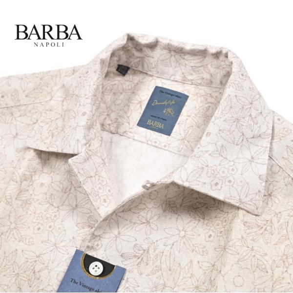 BARBA バルバ / DANDYLIFE 麻混 開襟シャツ カジュアルシャツ 半袖 リネン コット...