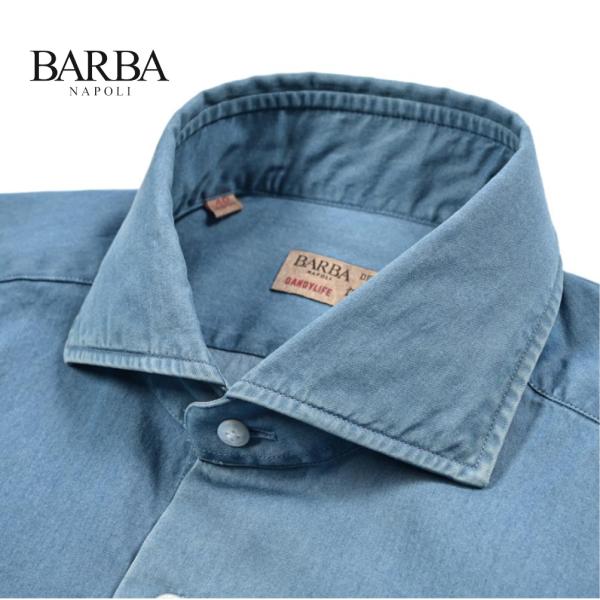 BARBA バルバ / DANDYLIFE デニムシャツ ドレスシャツ カジュアルシャツ ホリゾンタ...