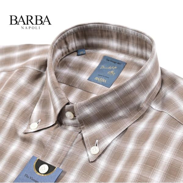 BARBA バルバ / DANDYLIFE 麻混 ドレスシャツ カジュアルシャツ ボタンダウン 長袖...
