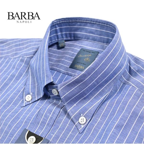 BARBA バルバ / DANDYLIFE 麻混 ドレスシャツ カジュアルシャツ ボタンダウン 長袖...