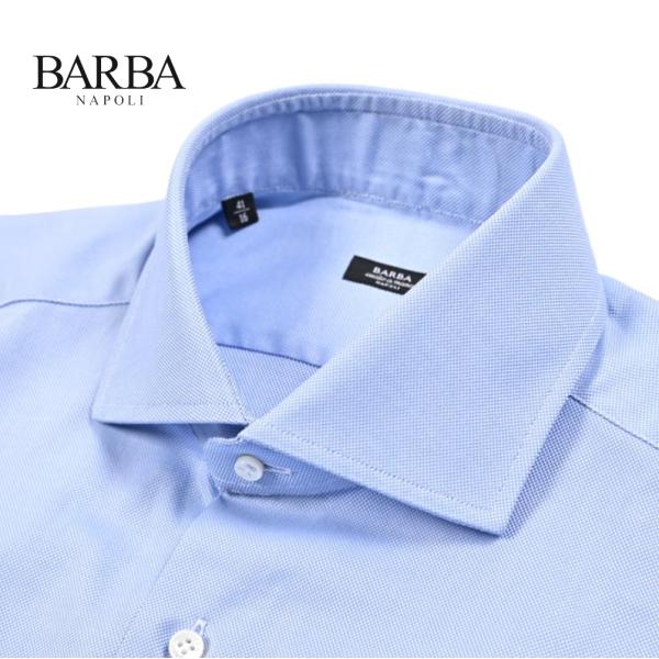 BARBA バルバ / ドレスシャツ ワイシャツ ホリゾンタルカラー 長袖 コットン100% バーズ...