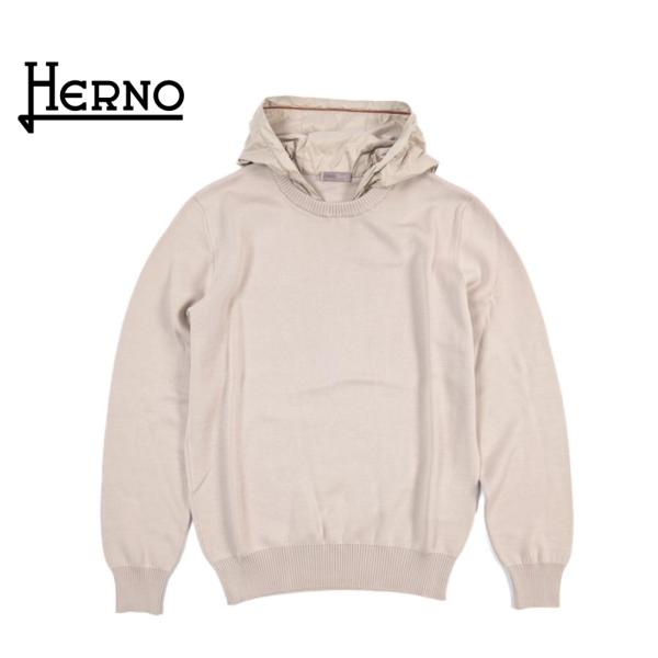 HERNO ヘルノ / RESORT ニットセーター フード付き クルーネック ハイゲージ 長袖 コ...