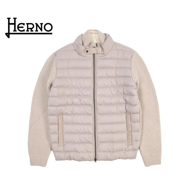 HERNO ヘルノ / ジップアップブルゾン 異素材コンビ ハイブリッドジャケット スタンドカラー ...