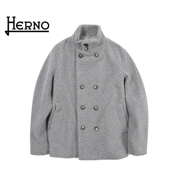 HERNO ヘルノ / Resort スタンドカラーニットコート ダブルブレスト ニットピーコート ...