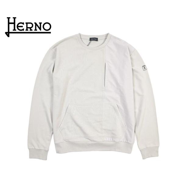 HERNO ヘルノ / Laminar スウェットシャツ プルオーバー クルーネック 異素材コンビ ...
