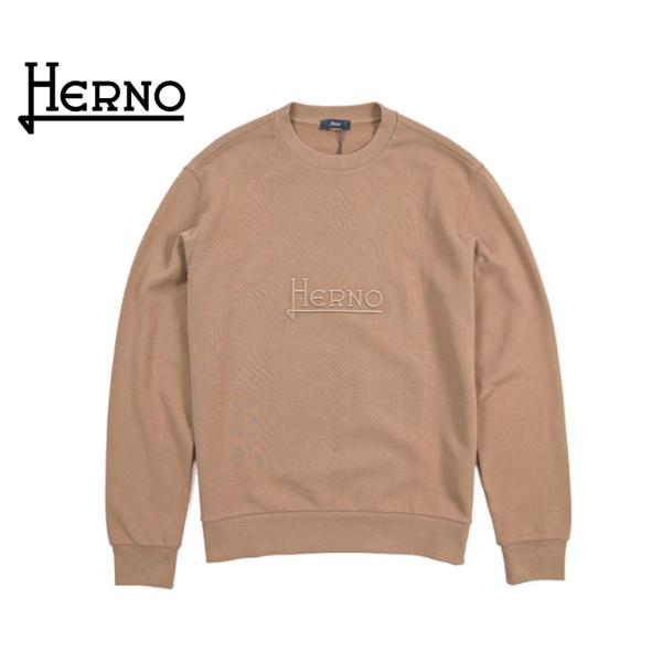 HERNO ヘルノ / スウェットシャツ プルオーバー クルーネック 長袖 コットン100% ロゴ刺...