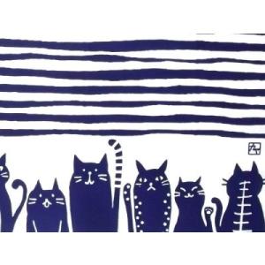 注染手ぬぐい 縞猫 【カヤ】