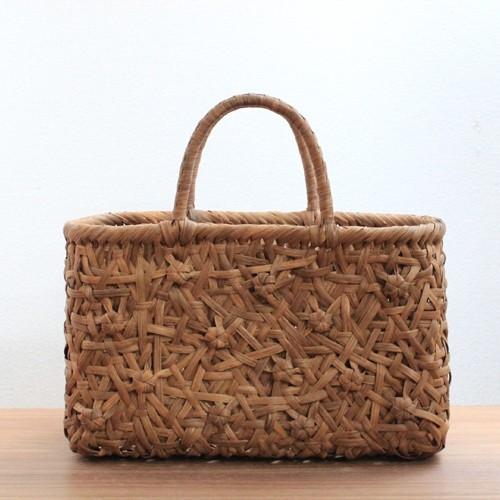 山ぶどうバッグ　横長　みだれ花模様