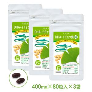 DHA・イチョウ葉プラス 80粒入×3袋（約120日分）DHA EPA オメガ３ サプリ  イチョウ葉 大豆レシチン ビタミンE ・2袋以上購入で5日分サンプル付