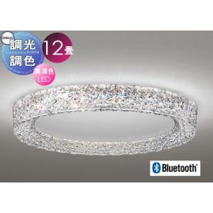 調光調色シャンデリア OL291633BR 電球色〜昼光色 アクリル（透明・カット模様入）下面カバー：樹脂（マットホワイト色） Bluetooth対応 シーリングライト 〜12畳  照明 おしゃれ ライト オーデリック ODELIC  シンプルなリング形状           