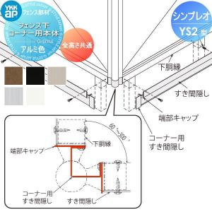 フェンス下すき間隠しコーナー用本体 2110mm  フェンス    YKK YKKap シンプレオフェンスYS2型用   全高さ共通   旧SY1F型   境界 屋外 アルミ 形材フェンスガーデン DIY 塀 壁 囲い   【部品】