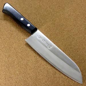 関の刃物 三徳包丁 16.5cm (165mm) スミカマ 丑松 8Aステンレス ぼかし仕上げ 黒合板 家庭用 肉 魚 両刃万能包丁 文化包丁 日本製 在庫処分品