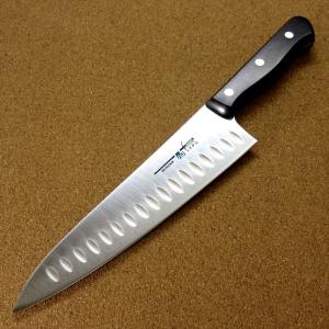 関の刃物 サーモン牛刀 200mm クロムモリブデン ディンプル 両刃万能包丁 関の刃物 サーモン牛刀 200mm クロムモリブデン ディンプル 両刃万能