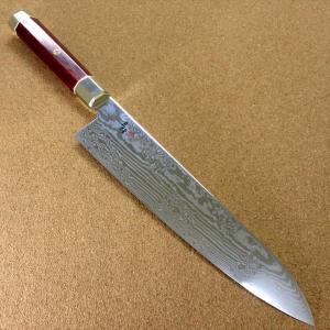 佐治作 牛刀 240ｍｍ SRS13 粉末ハイス鋼 槌目 黒合板洋柄 未使用品 佐治武士作『SRS13 粉末ハイス鋼 牛刀240』黒合板ハンドル