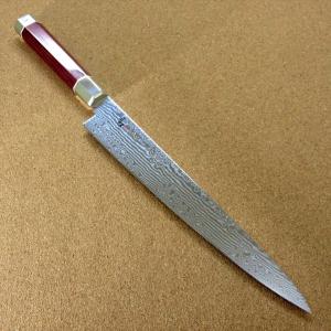 堺 孝行 VG10 33層 ダマスカス 筋引包丁 240mm マホガニー柄