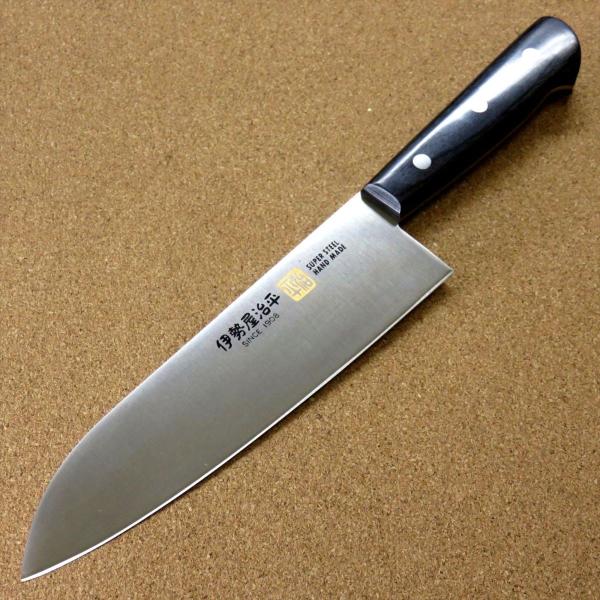 包丁 三徳包丁 18cm (180mm) 関の刃物 伊勢屋治平 モリブデン ステンレス 黒パッカー ...