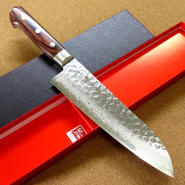 包丁 三徳包丁 18.5cm (185mm) 関の刃物 ダマスカス 鎚目鍛造 V金10号 VG10 ...