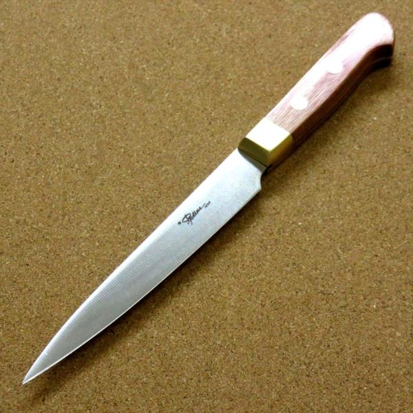 包丁 ペティナイフ 12cm (120mm) 関の刃物 8Aステンレス 真鍮口金付き 赤合板 両刃 ...