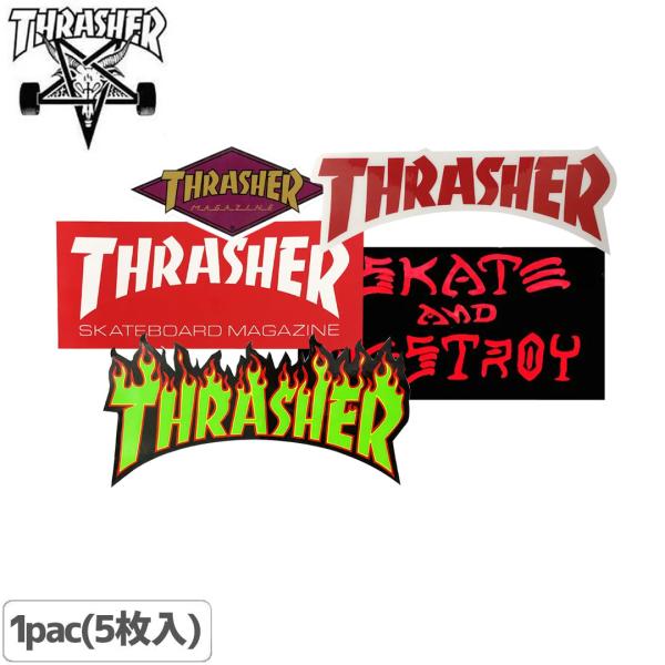 スラッシャー THRASHER スケボー ステッカー オリジナルSTICKER PACK 5枚 NO...