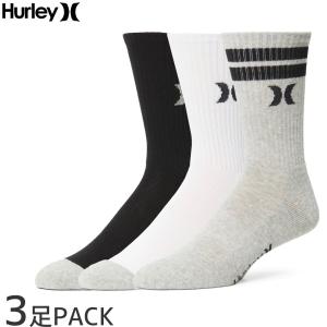 ハーレー HURLEY サーフ スケート ソックス メンズ  3足組 1/2 TERRY CREW SOCKS ホワイト/ブラック/ヘザーグレー NO8｜スケートボードSHOP砂辺ヤフー店