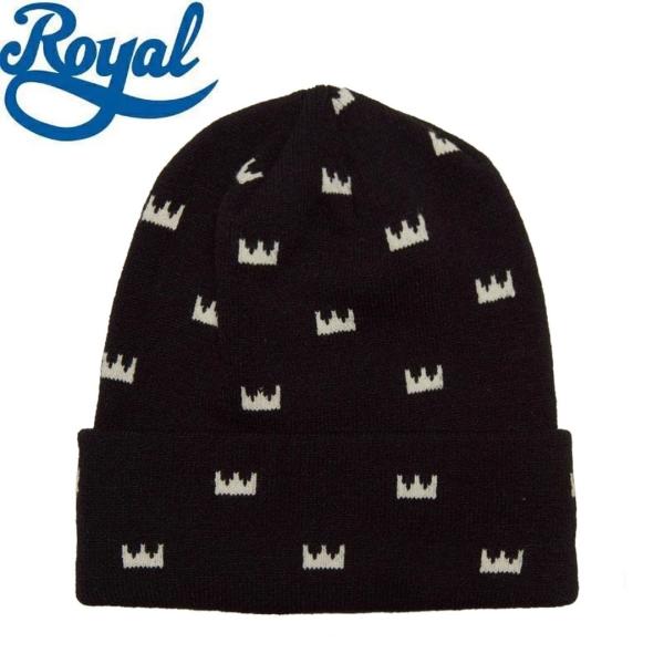 ROYAL ロイヤル ニットキャップ MINI CROWN BEANIE ブラック NO08