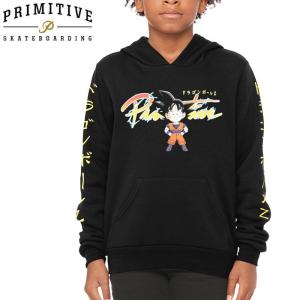 PRIMITIVE プリミティブ キッズ スケボー パーカー DRAGON BALL NUEVO SD GOKU HODIE ドラゴンボールコラボ ブラック NO1｜sk8-sunabe