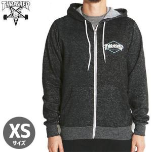 スラッシャー THRASHER パーカー XSサイズ OG DIAMOND LOGO HOOD ZIP ユニセックスサイズ/ヘザーグレー NO13｜sk8-sunabe